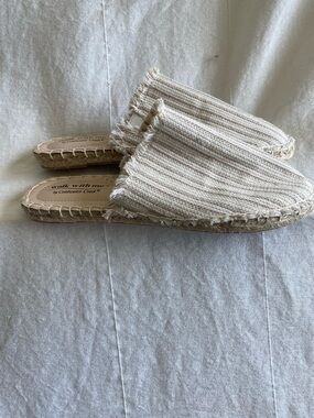 Coldwater Creek Beige Knit Slip-On Espadrille Mules
